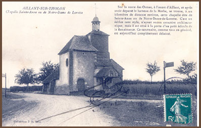Carte postale de la chapelle ermitage Sainte Anne d'Aillant sur Tholon
